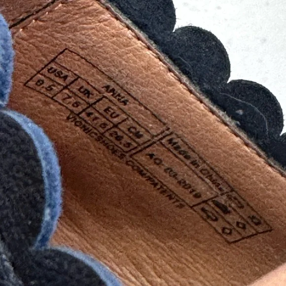 Vionic Kalina Black Leather Scallop Espadrille Wedge Sandals – Size 9.5 - Picture 9 of 9